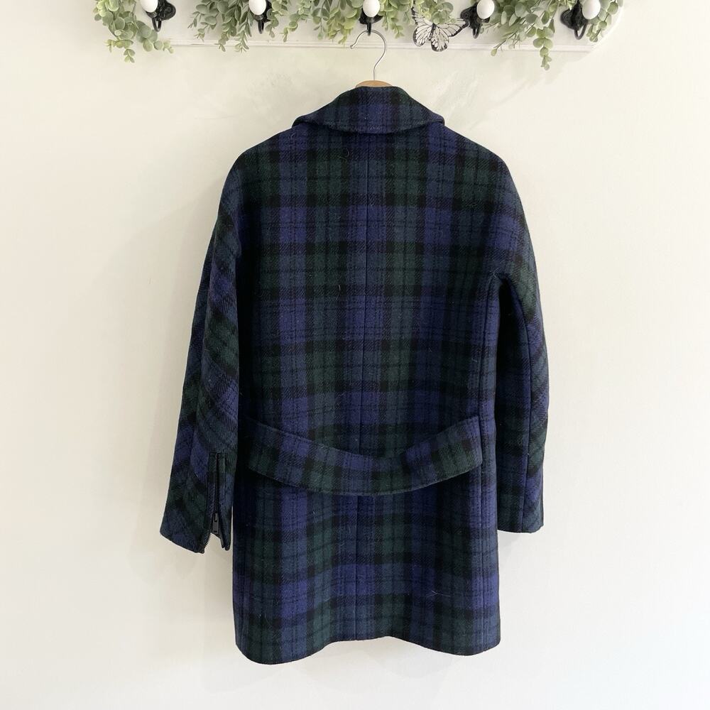 J. Crew watch tartan plaid wool asymmetrical zip coat size 2 - Picture 3 of 5
